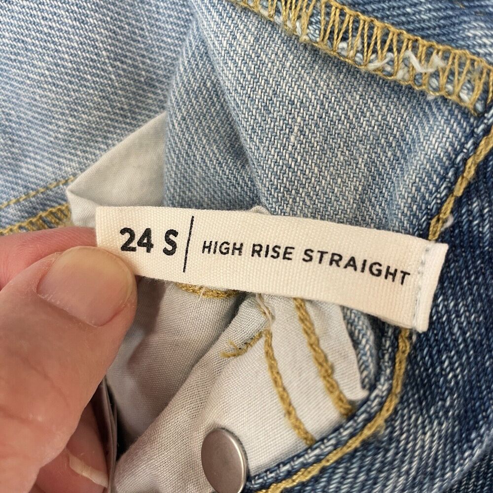 PacSun Women’s Jeans Size 24 Short Blue Denim Two Tone High Rise Straight - Picture 4 of 9